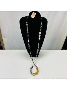Treska Goddess Collection NWT single row mix bead crystal long necklace